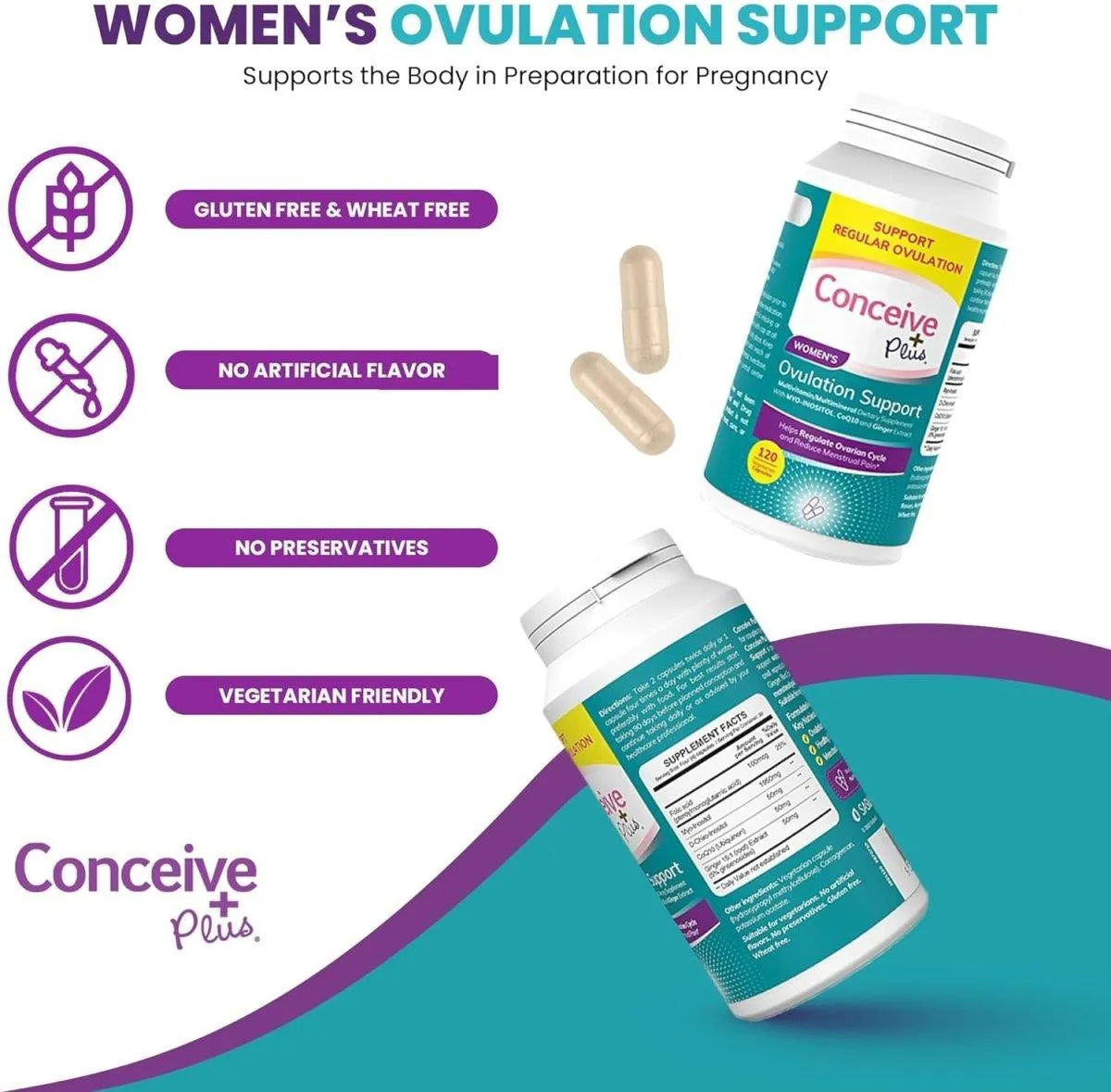 CONCEIVE PLUS - CONCEIVE PLUS Womens Ovulation Support 120 Capsulas - The Red Vitamin MX - Suplementos Alimenticios - {{ shop.shopifyCountryName }}