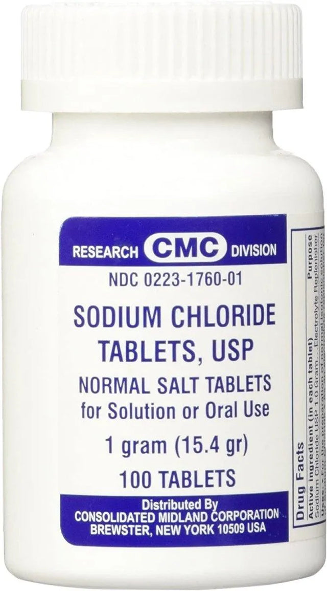 CONSOLIDATED MIDLAND CORP. - CONSOLIDATED MIDLAND CORP. Sodium Chloride Tablets 1 GM USP Normal Salt Tablets 100 Tabletas - The Red Vitamin MX - Suplementos Alimenticios - {{ shop.shopifyCountryName }}