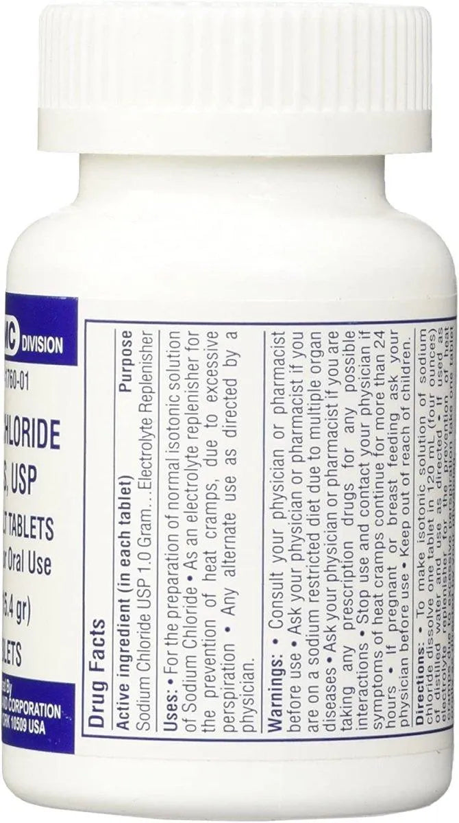 CONSOLIDATED MIDLAND CORP. - CONSOLIDATED MIDLAND CORP. Sodium Chloride Tablets 1 GM USP Normal Salt Tablets 100 Tabletas - The Red Vitamin MX - Suplementos Alimenticios - {{ shop.shopifyCountryName }}