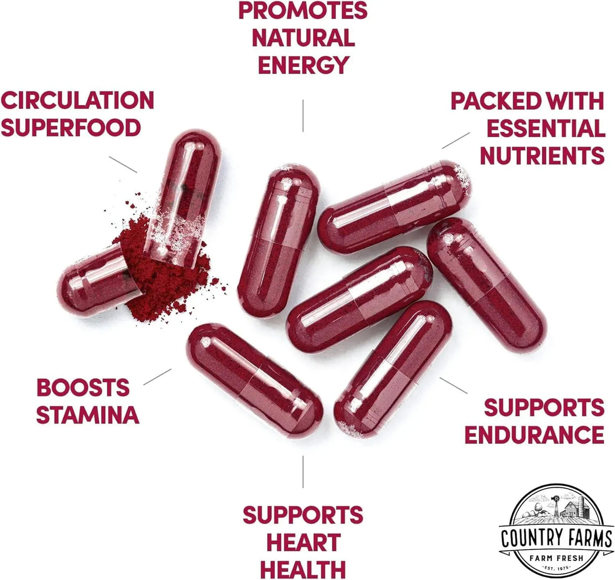 COUNTRY FARMS - Country Farms Bountiful Beets 90 Capsulas - The Red Vitamin MX - Suplementos Alimenticios - {{ shop.shopifyCountryName }}