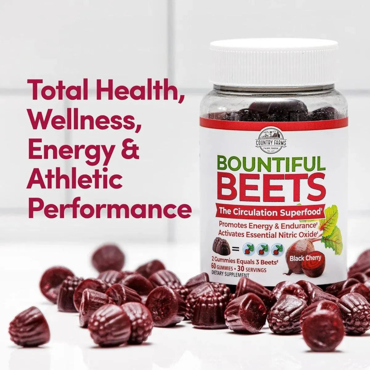 COUNTRY FARMS - Country Farms Bountiful Beets Gummies 60 Gomitas - The Red Vitamin MX - Suplementos Alimenticios - {{ shop.shopifyCountryName }}