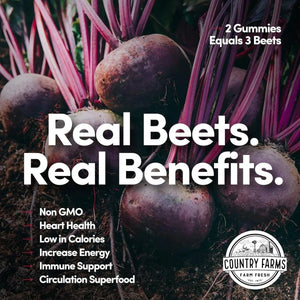 COUNTRY FARMS - Country Farms Bountiful Beets Gummies 60 Gomitas - The Red Vitamin MX - Suplementos Alimenticios - {{ shop.shopifyCountryName }}