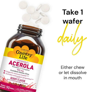 COUNTRY LIFE - Country Life Acerola Vitamin C Complex 500Mg. 90 Tabletas Masticables - The Red Vitamin MX - Suplementos Alimenticios - {{ shop.shopifyCountryName }}