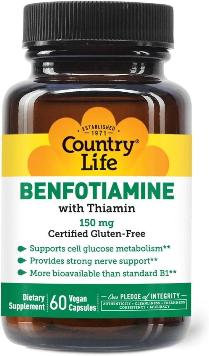 COUNTRY LIFE - Country Life Benfotiamine with Thiamin 60 Capsulas - The Red Vitamin MX - Suplementos Alimenticios - {{ shop.shopifyCountryName }}