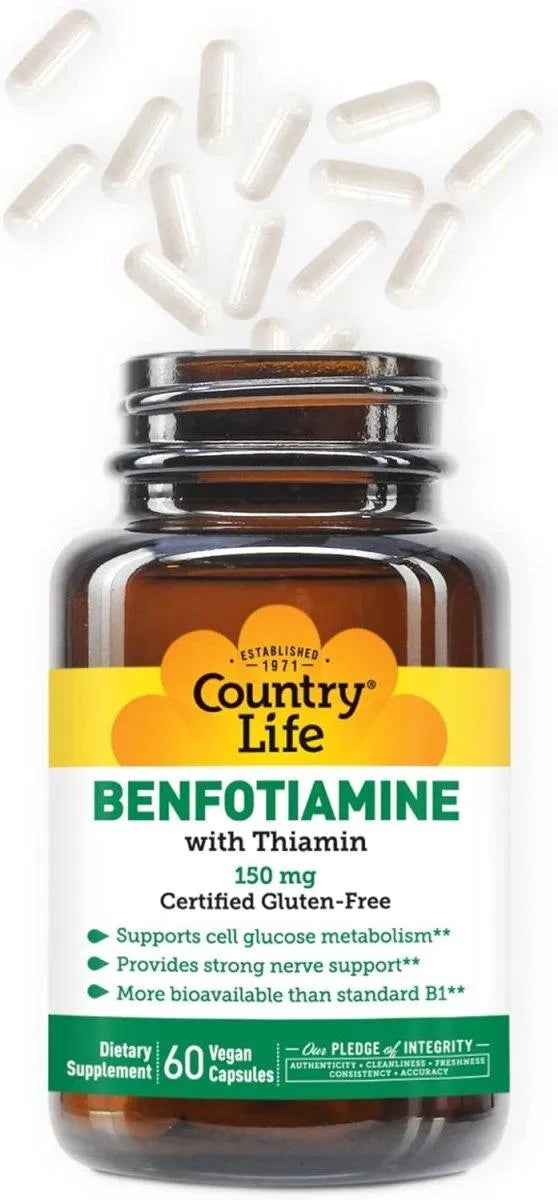 COUNTRY LIFE - Country Life Benfotiamine with Thiamin 60 Capsulas - The Red Vitamin MX - Suplementos Alimenticios - {{ shop.shopifyCountryName }}