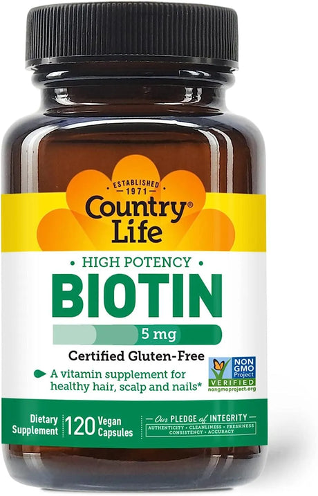 COUNTRY LIFE - Country Life Biotin High Potency 5Mg. 120 Capsulas - The Red Vitamin MX - Suplementos Alimenticios - {{ shop.shopifyCountryName }}