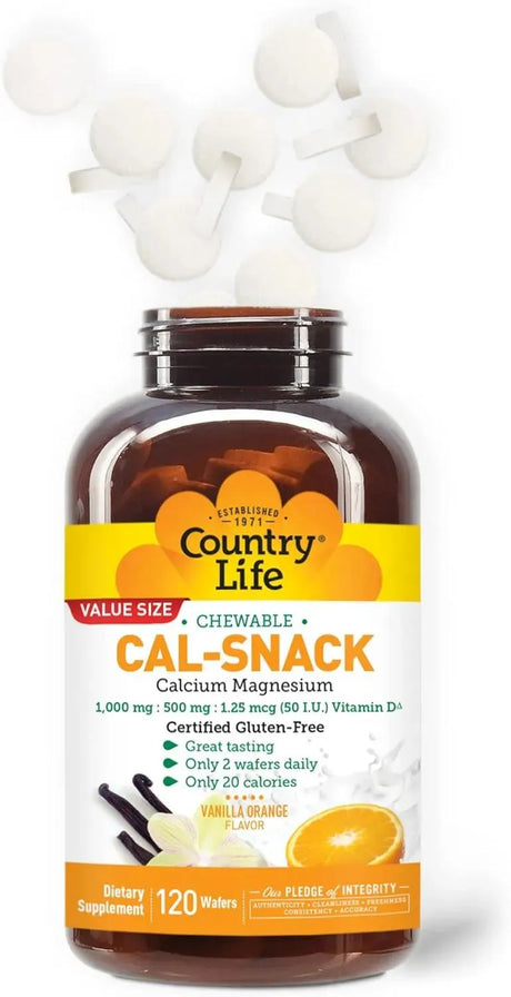 COUNTRY LIFE - Country Life Cal-Snack Chewable Calcium 120 Tabletas Masticables - The Red Vitamin MX - Suplementos Alimenticios - {{ shop.shopifyCountryName }}