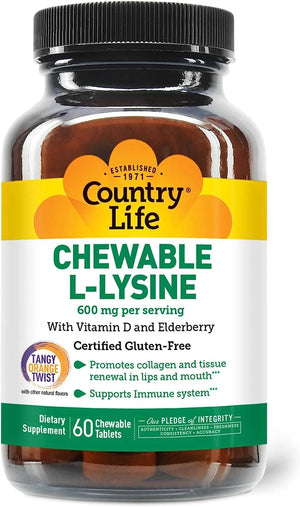 COUNTRY LIFE - Country Life Chewable L-Lysine 600Mg. 60 Tabletas Masticables - The Red Vitamin MX - Suplementos Alimenticios - {{ shop.shopifyCountryName }}