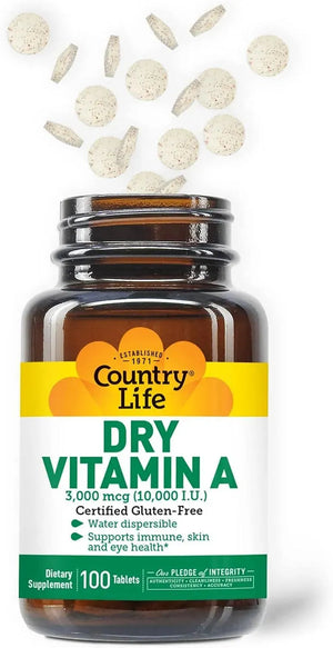 COUNTRY LIFE - Country Life Dry Vitamin A 100 Tabletas - The Red Vitamin MX - Suplementos Alimenticios - {{ shop.shopifyCountryName }}