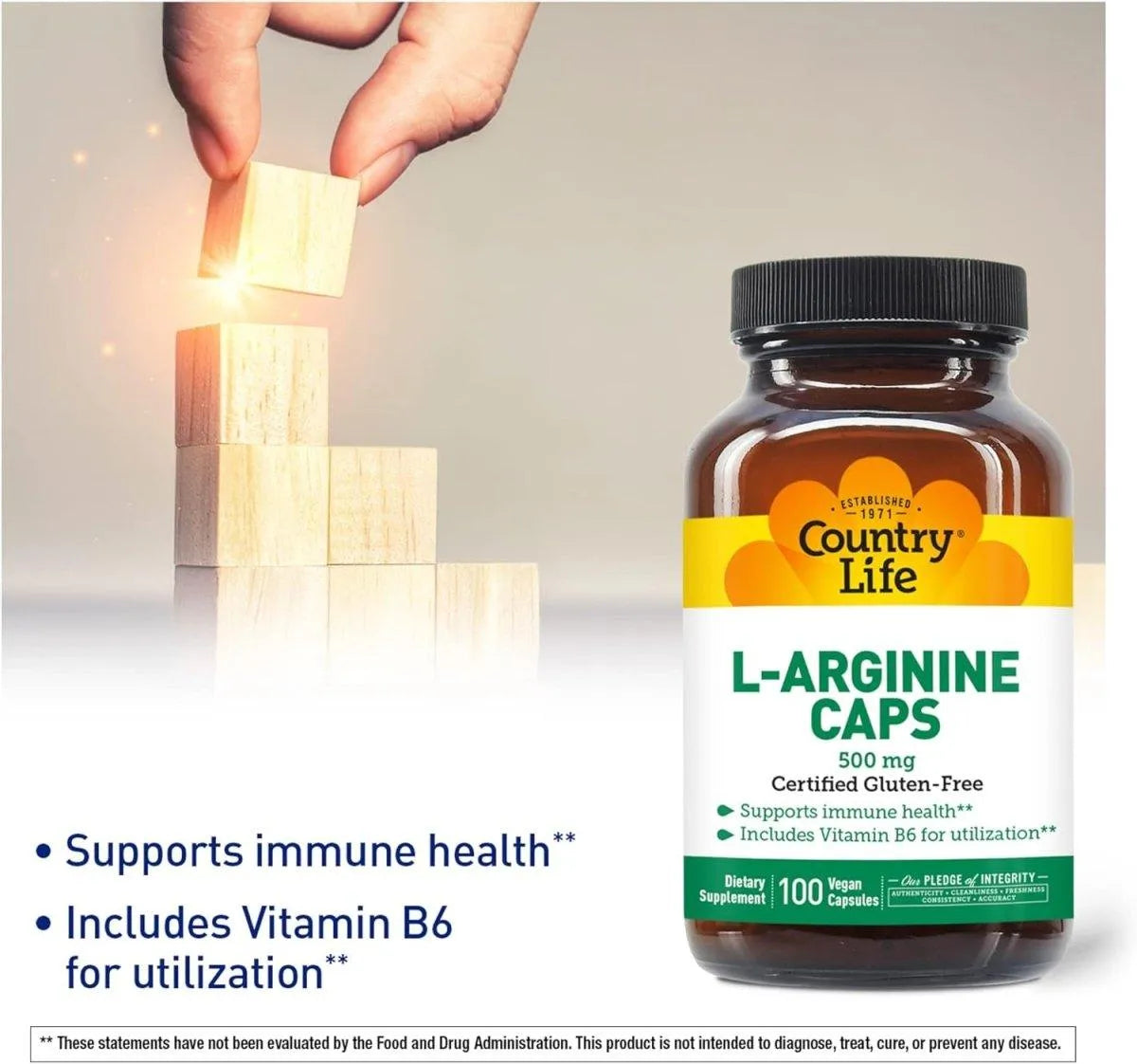 COUNTRY LIFE - Country Life L-Arginine 500Mg. 100 Capsulas - The Red Vitamin MX - Suplementos Alimenticios - {{ shop.shopifyCountryName }}