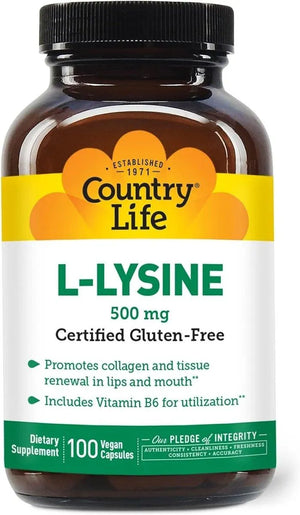 COUNTRY LIFE - Country Life L-Lysine 500Mg. 100 Capsulas - The Red Vitamin MX - Suplementos Alimenticios - {{ shop.shopifyCountryName }}