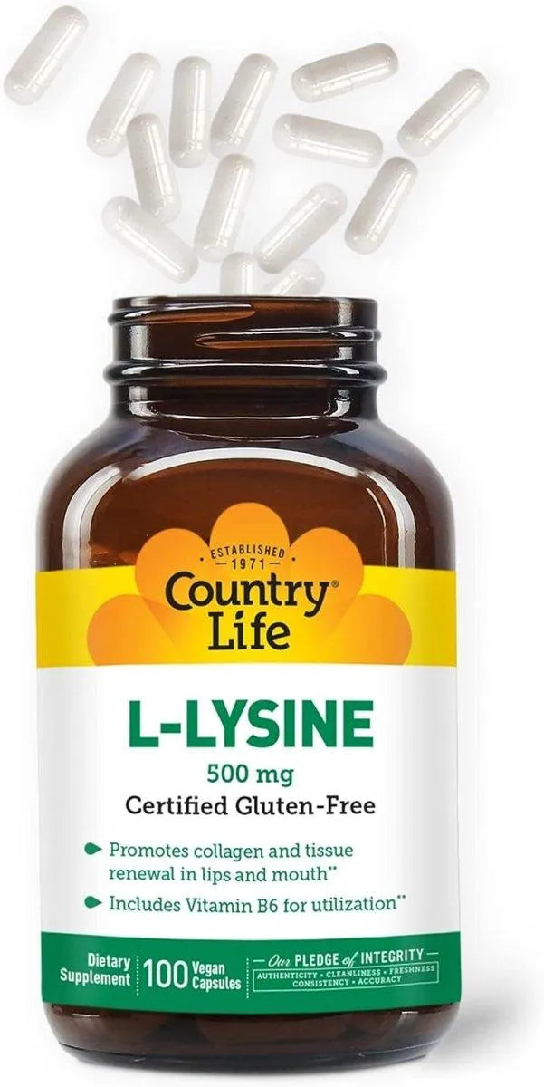 COUNTRY LIFE - Country Life L-Lysine 500Mg. 100 Capsulas - The Red Vitamin MX - Suplementos Alimenticios - {{ shop.shopifyCountryName }}