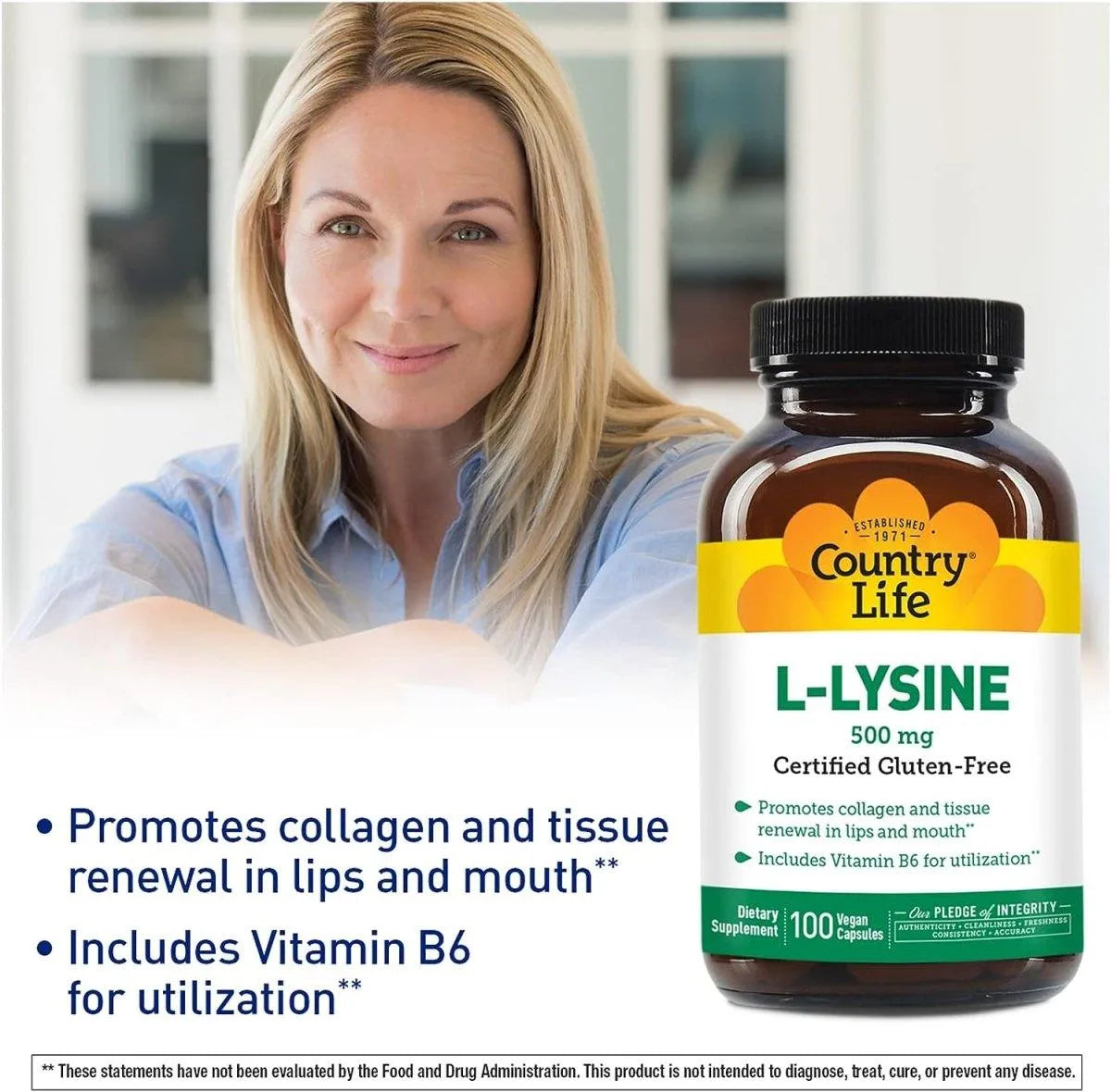 COUNTRY LIFE - Country Life L-Lysine 500Mg. 100 Capsulas - The Red Vitamin MX - Suplementos Alimenticios - {{ shop.shopifyCountryName }}