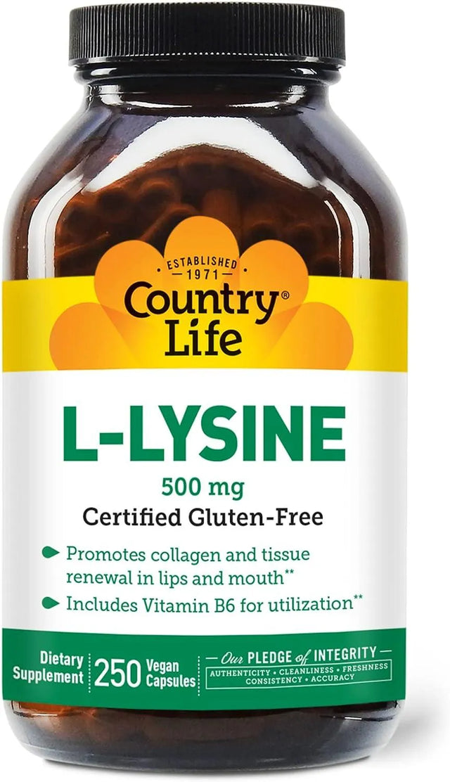 COUNTRY LIFE - Country Life L-Lysine 500Mg. 250 Capsulas - The Red Vitamin MX - Suplementos Alimenticios - {{ shop.shopifyCountryName }}