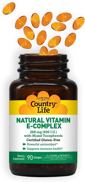 COUNTRY LIFE - Country Life Natural Vitamin E-Complex 268Mg. 90 Capsulas Blandas - The Red Vitamin MX - Suplementos Alimenticios - {{ shop.shopifyCountryName }}