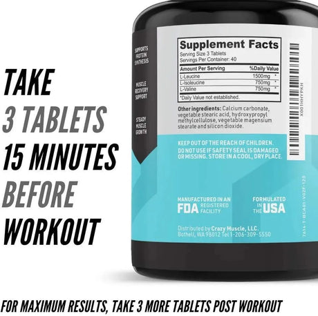 CRAZY MUSCLE - Crazy Muscle 1000Mg. BCAA 120 Tabletas - The Red Vitamin MX - Suplementos Alimenticios - {{ shop.shopifyCountryName }}