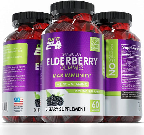 CURE24 - Cure24 Sambucus Natural Elderberry Gummies 60 Gomitas - The Red Vitamin MX - Suplementos Alimenticios - {{ shop.shopifyCountryName }}