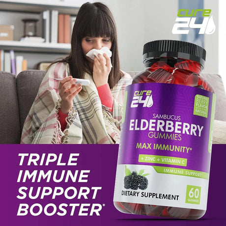 CURE24 - Cure24 Sambucus Natural Elderberry Gummies 60 Gomitas - The Red Vitamin MX - Suplementos Alimenticios - {{ shop.shopifyCountryName }}