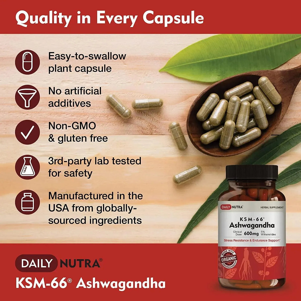 DAILYNUTRA - DailyNutra KSM-66 Ashwagandha 600Mg. 90 Capsulas - The Red Vitamin MX - Suplementos Alimenticios - {{ shop.shopifyCountryName }}