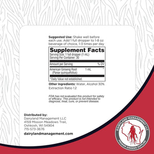 DAIRYLAND - Dairyland American Ginseng Extract 2 Fl.Oz. - The Red Vitamin MX - Suplementos Alimenticios - {{ shop.shopifyCountryName }}