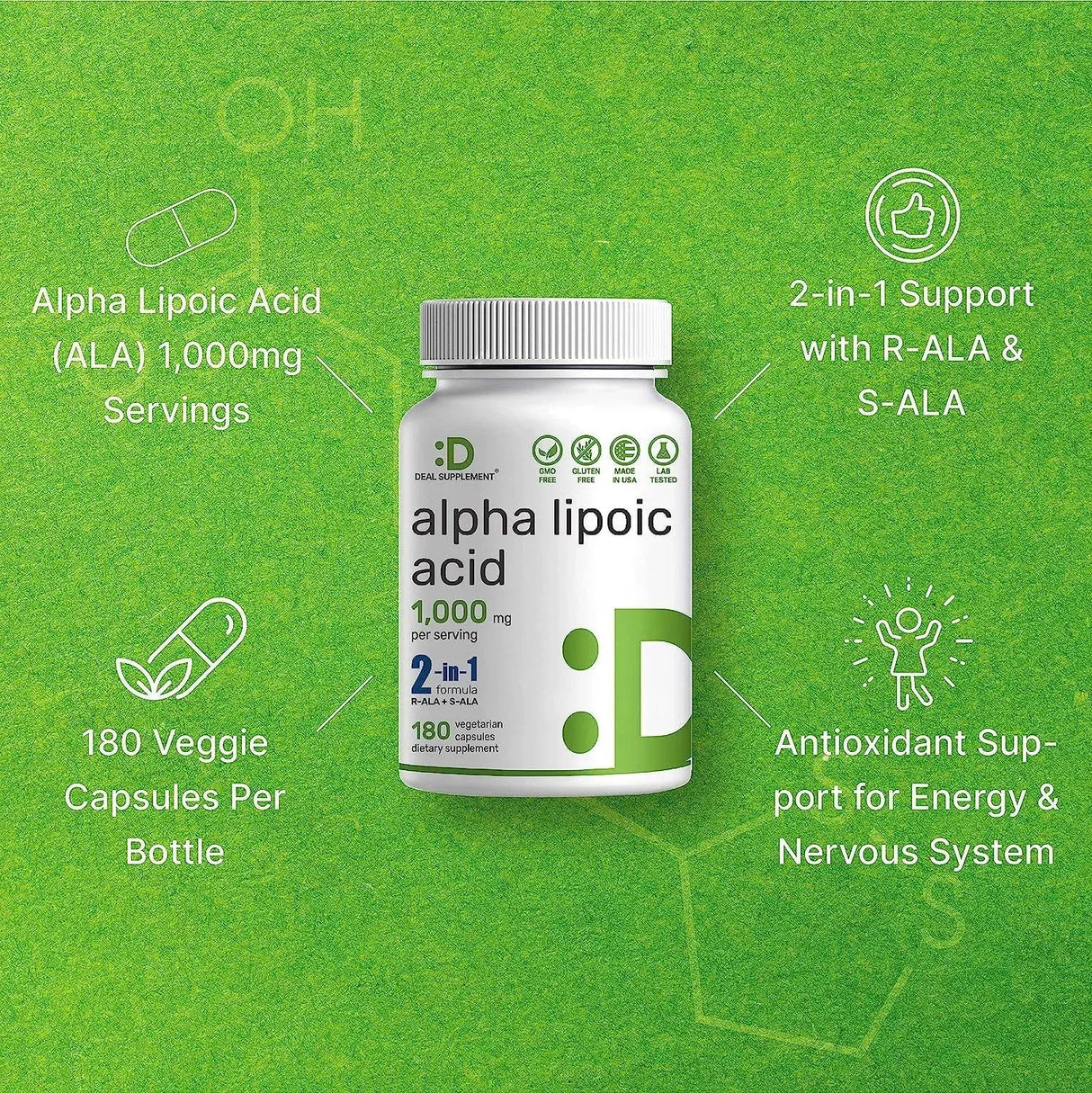 DEAL SUPPLEMENT - Deal Supplement Alpha Lipoic Acid 1000Mg. 180 Capsulas - The Red Vitamin MX - Suplementos Alimenticios - {{ shop.shopifyCountryName }}