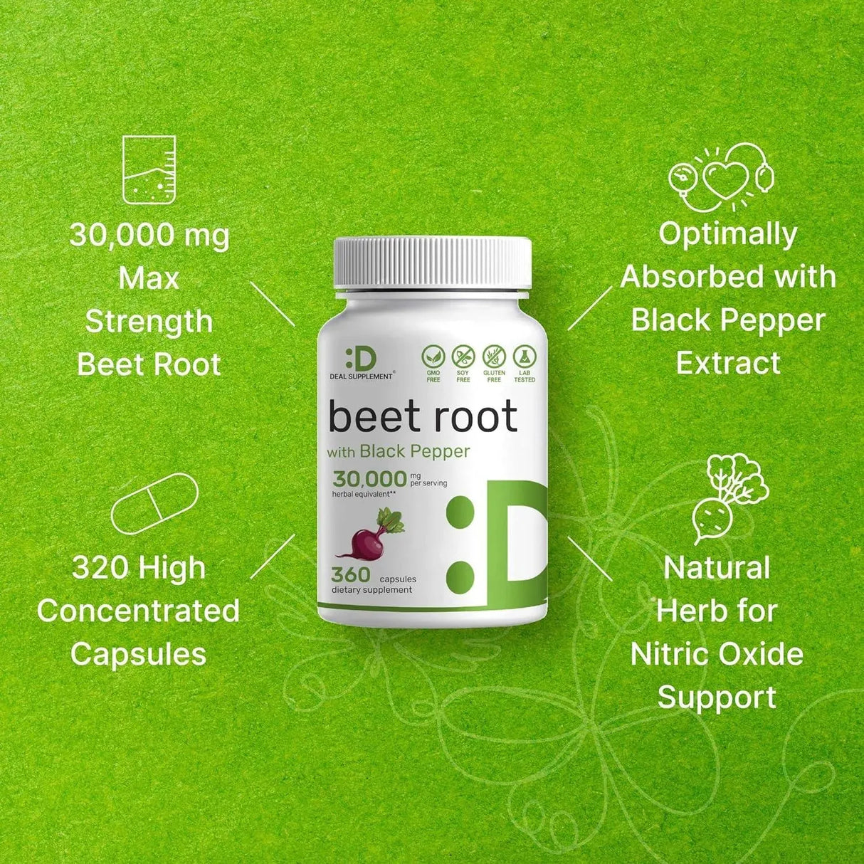 DEAL SUPPLEMENT - Deal Supplement Beet Root Capsules 30,000Mg. 360 Capsulas - The Red Vitamin MX - Suplementos Alimenticios - {{ shop.shopifyCountryName }}
