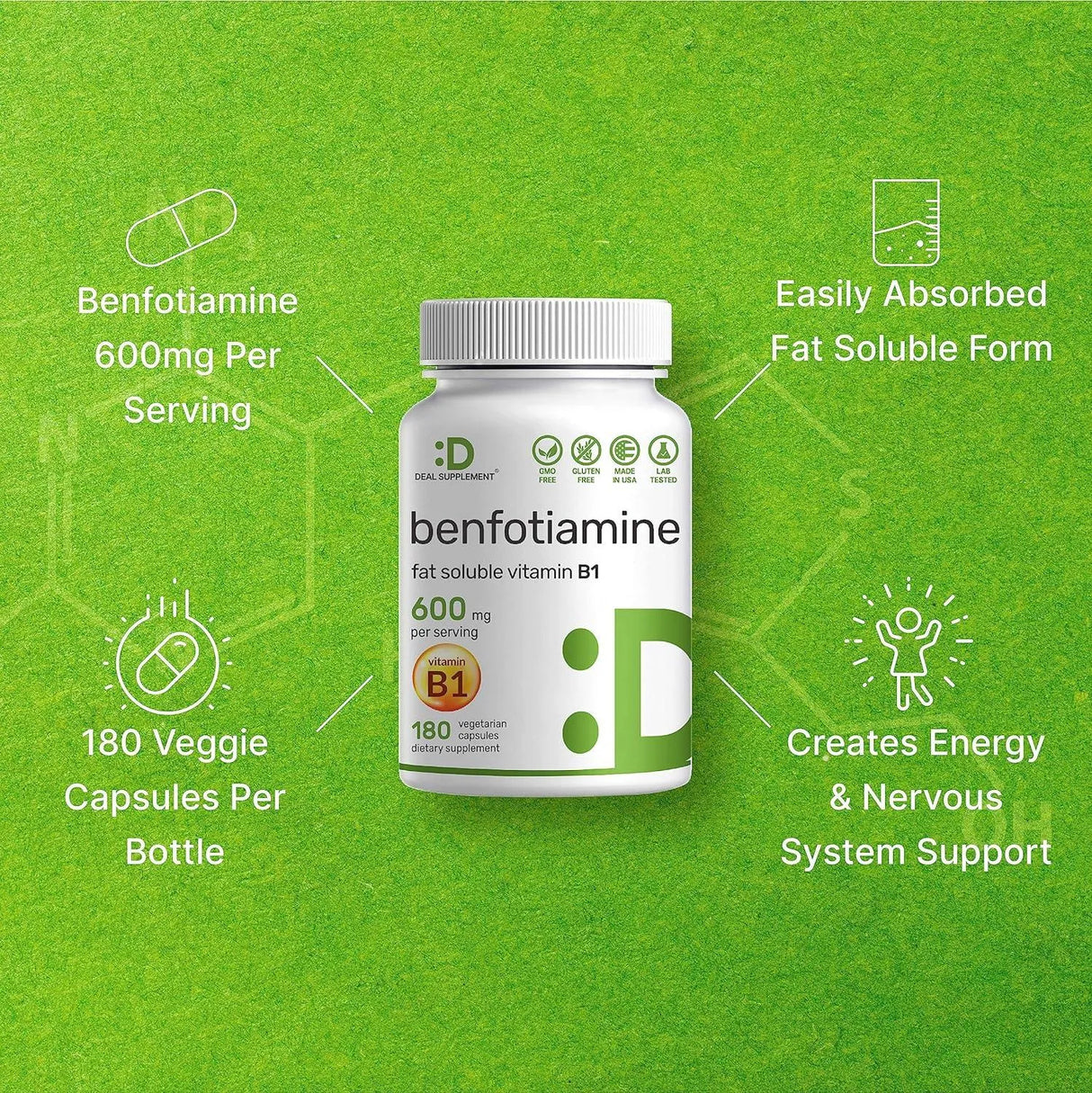 DEAL SUPPLEMENT - Deal Supplement Benfotiamine 600Mg. 180 Capsulas - The Red Vitamin MX - Suplementos Alimenticios - {{ shop.shopifyCountryName }}