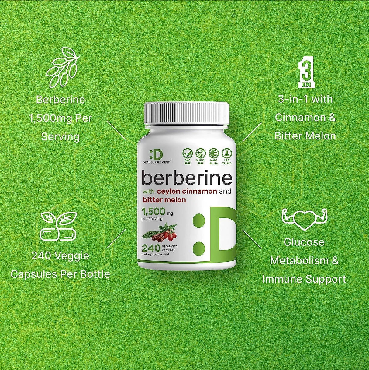 DEAL SUPPLEMENT - Deal Supplement Berberine Supplement 1500Mg. 240 Capsulas - The Red Vitamin MX - Suplementos Alimenticios - {{ shop.shopifyCountryName }}