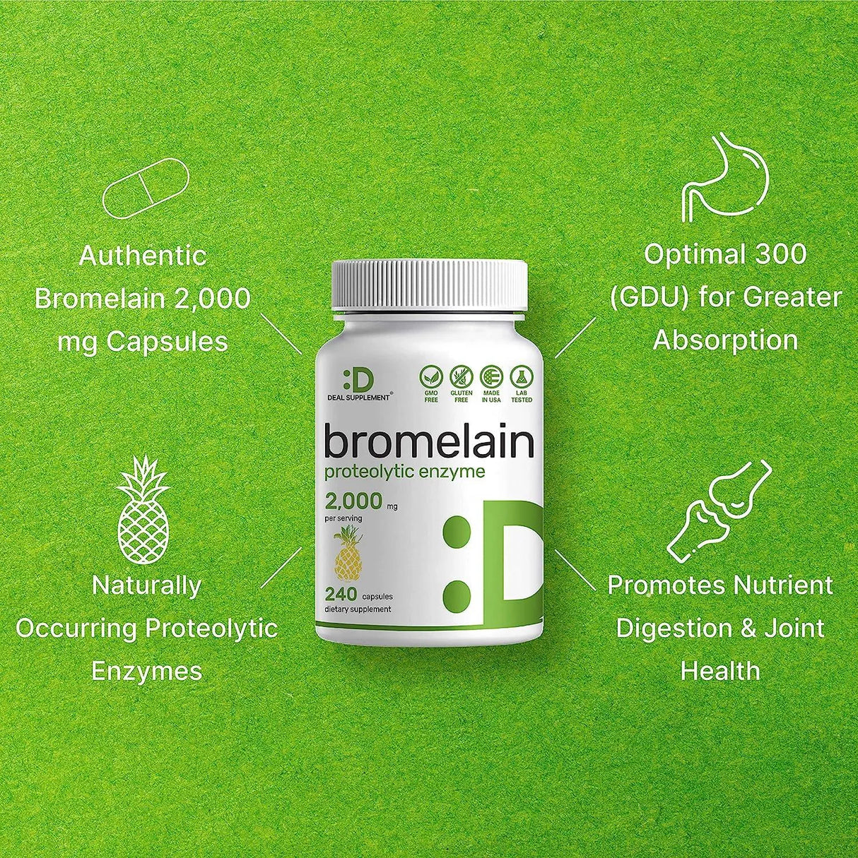 DEAL SUPPLEMENT - Deal Supplement Bromelain Supplement 2,000Mg. 240 Capsulas - The Red Vitamin MX - Suplementos Alimenticios - {{ shop.shopifyCountryName }}