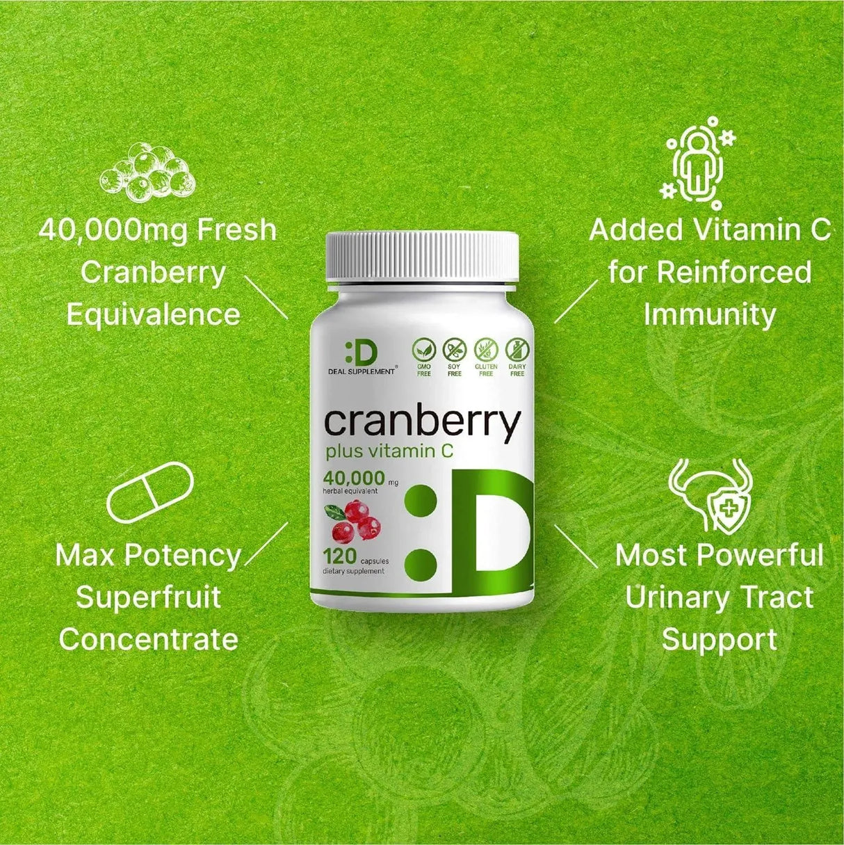 DEAL SUPPLEMENT - Deal Supplement Cranberry 40,000Mg. with Vitamin C 120 Capsulas - The Red Vitamin MX - Suplementos Alimenticios - {{ shop.shopifyCountryName }}