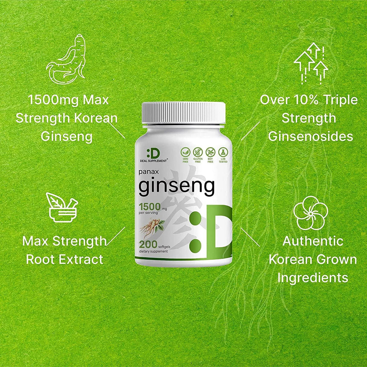 DEAL SUPPLEMENT - Deal Supplement Korean Red Panax Ginseng Root Extract 1500Mg. 200 Capsulas Blandas - The Red Vitamin MX - Suplementos Alimenticios - {{ shop.shopifyCountryName }}