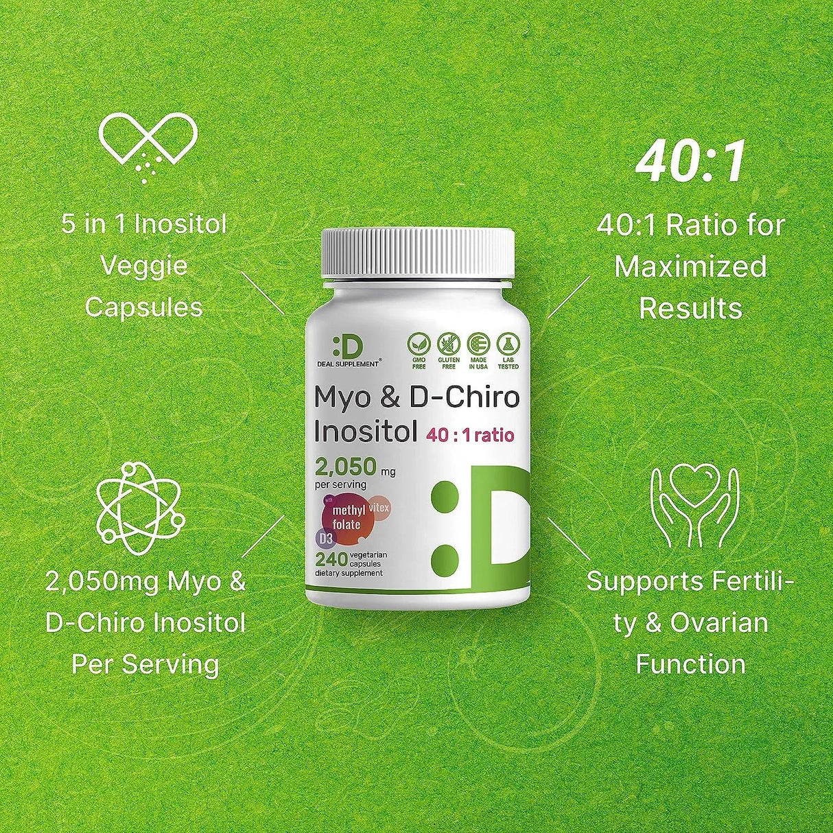 DEAL SUPPLEMENT - Deal Supplement Myo-Inositol & D-Chiro Inositol 240 Capsulas - The Red Vitamin MX - Suplementos Alimenticios - {{ shop.shopifyCountryName }}