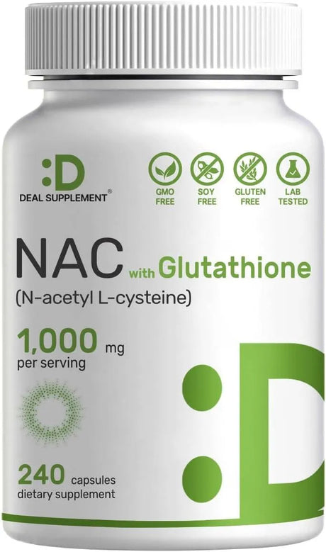 DEAL SUPPLEMENT - Deal Supplement NAC N-Acetyl Cysteine with Glutathione 1000Mg. 240 Capsulas - The Red Vitamin MX - Suplementos Alimenticios - {{ shop.shopifyCountryName }}