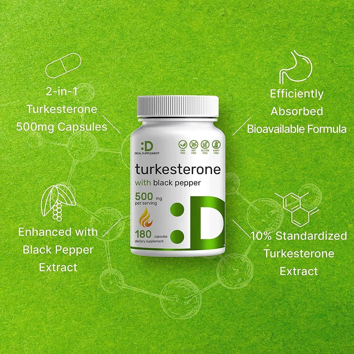 DEAL SUPPLEMENT - Deal Supplement Turkesterone 500Mg. 180 Capsulas - The Red Vitamin MX - Suplementos Alimenticios - {{ shop.shopifyCountryName }}