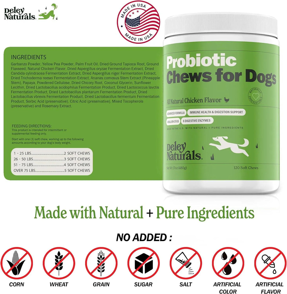 DELEY NATURALS - Deley Naturals Probiotics for Dogs 120 Masticables - The Red Vitamin MX - Probióticos Para Perros - {{ shop.shopifyCountryName }}