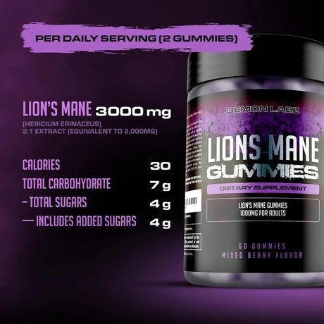 DEMON LABZ - Demon Labz Lion's Mane Gummies 60 Gomitas - The Red Vitamin MX - Suplementos Alimenticios - {{ shop.shopifyCountryName }}