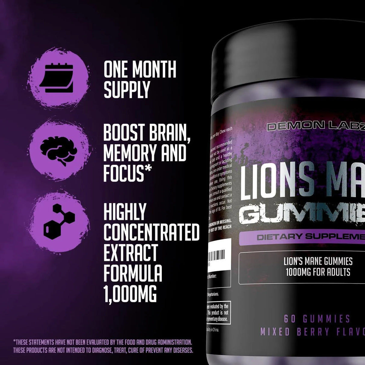 DEMON LABZ - Demon Labz Lion's Mane Gummies 60 Gomitas - The Red Vitamin MX - Suplementos Alimenticios - {{ shop.shopifyCountryName }}