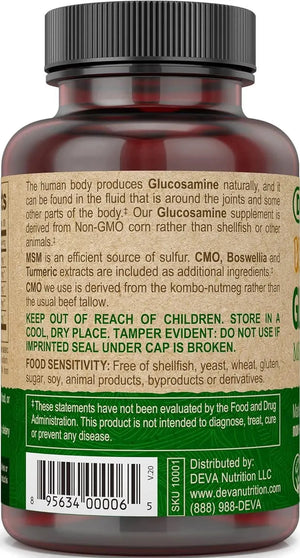 DEVA - DEVA Vegan Glucosamine MSM & CMO, CMO, Turmeric 90 Tabletas - The Red Vitamin MX - Suplementos Alimenticios - {{ shop.shopifyCountryName }}