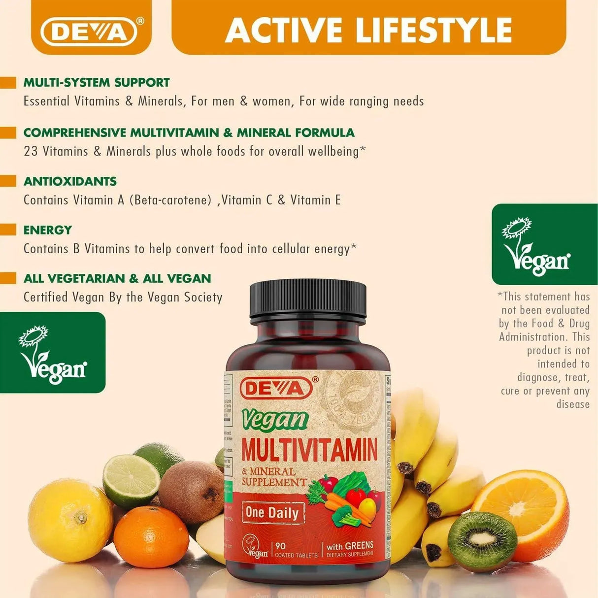 DEVA - Deva Vegan Multivitamin & Mineral Supplement 180 Tabletas - The Red Vitamin MX - Suplementos Alimenticios - {{ shop.shopifyCountryName }}