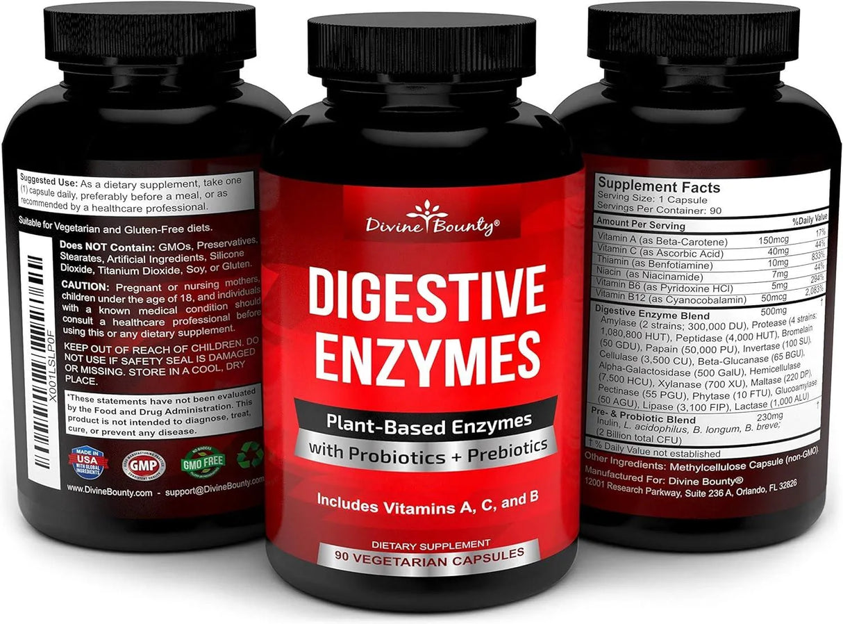 DIVINE BOUNTY - Divine Bounty Digestive Enzymes with Probiotics & Prebiotics 90 Capsulas - The Red Vitamin MX - Suplementos Alimenticios - {{ shop.shopifyCountryName }}