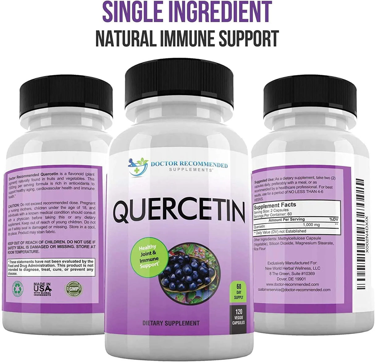 DOCTOR RECOMMENDED SUPPLEMENTS - DOCTOR RECOMMENDED SUPPLEMENTS Quercetin 1000Mg. 120 Capsulas - The Red Vitamin MX - Suplementos Alimenticios - {{ shop.shopifyCountryName }}