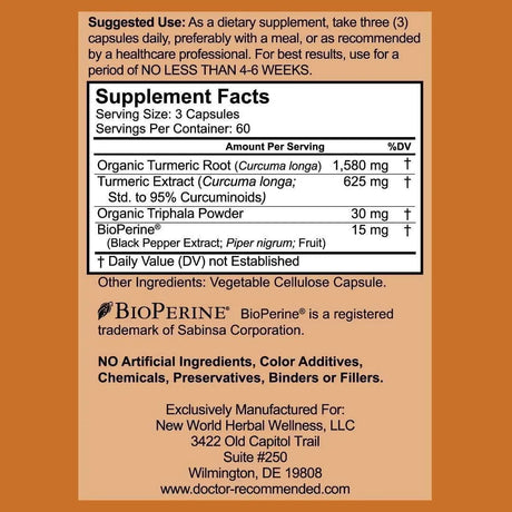 DOCTOR RECOMMENDED SUPPLEMENTS - Doctor Recommended Supplements Turmeric Curcumin 2250Mg. 180 Capsulas - The Red Vitamin MX - Suplementos Alimenticios - {{ shop.shopifyCountryName }}