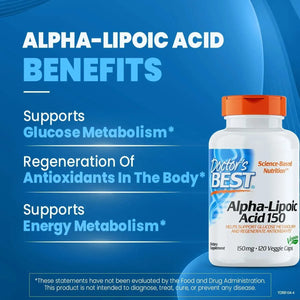 DOCTOR'S BEST - Doctor's Best Alpha-Lipoic Acid 150 120 Capsulas - The Red Vitamin MX - Suplementos Alimenticios - {{ shop.shopifyCountryName }}