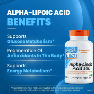 DOCTOR'S BEST - Doctor's Best Alpha-Lipoic Acid 300Mg. 180 Capsulas - The Red Vitamin MX - Suplementos Alimenticios - {{ shop.shopifyCountryName }}