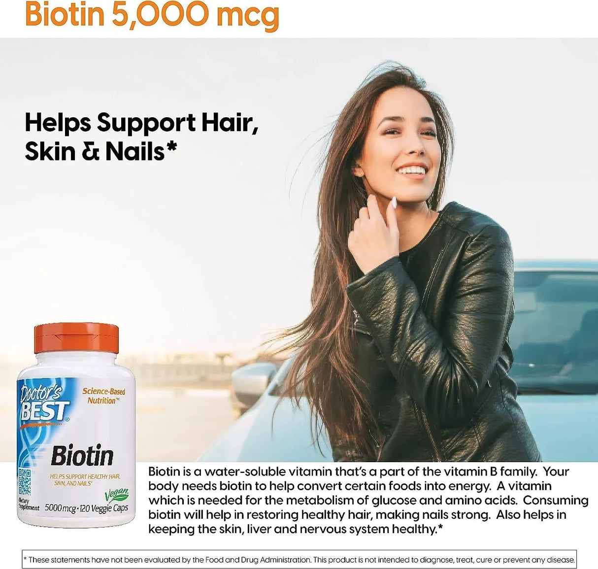 DOCTOR'S BEST - Doctor's Best Biotin 5000 mcg 120 Capsulas - The Red Vitamin MX - Suplementos Alimenticios - {{ shop.shopifyCountryName }}