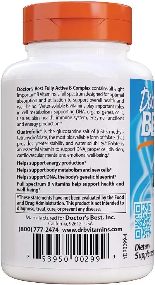 DOCTOR'S BEST - Doctor's Best Fully Active B Complex 30 Capsulas - The Red Vitamin MX - Suplementos Alimenticios - {{ shop.shopifyCountryName }}