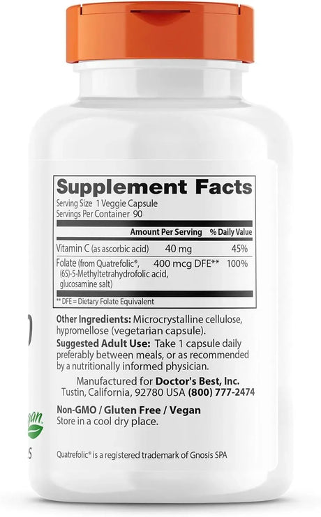 DOCTOR'S BEST - Doctor's Best Fully Active Folate with Quatrefolic 90 Capsulas - The Red Vitamin MX - Suplementos Alimenticios - {{ shop.shopifyCountryName }}