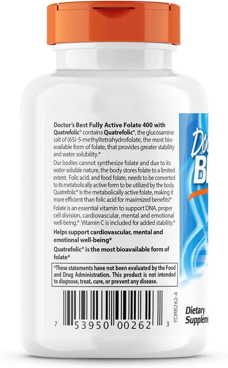 DOCTOR'S BEST - Doctor's Best Fully Active Folate with Quatrefolic 90 Capsulas - The Red Vitamin MX - Suplementos Alimenticios - {{ shop.shopifyCountryName }}