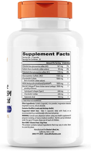 DOCTOR'S BEST - Doctor's Best Glucosamine Chondroitin MSM + Hyaluronic Acid with OptiMSM 150 Capsulas - The Red Vitamin MX - Suplementos Alimenticios - {{ shop.shopifyCountryName }}