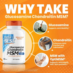 DOCTOR'S BEST - Doctor's Best Glucosamine Chondroitin Msm with OptiMSM 360 Capsulas - The Red Vitamin MX - Suplementos Alimenticios - {{ shop.shopifyCountryName }}